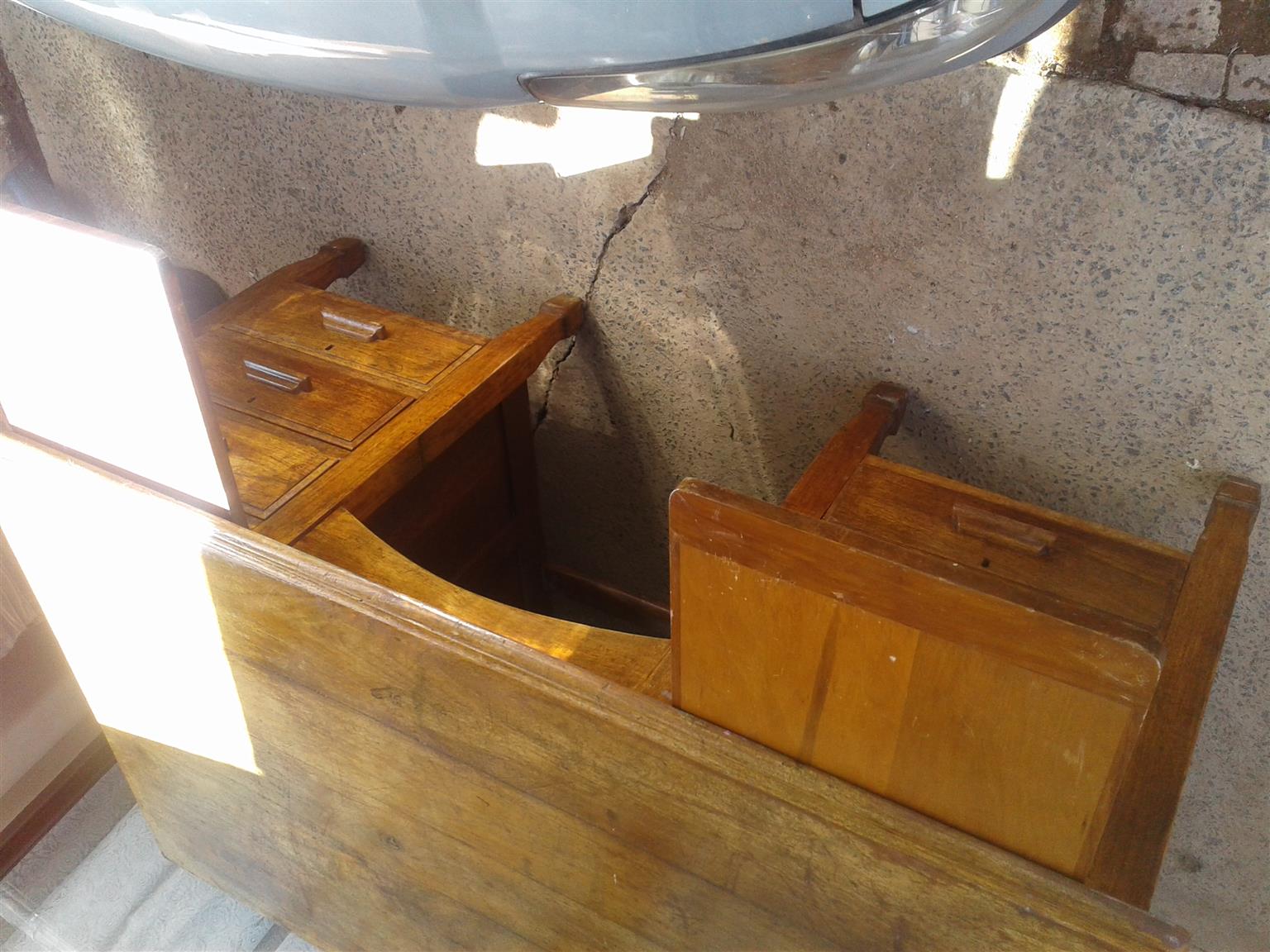 Antique solid teak wood desk.