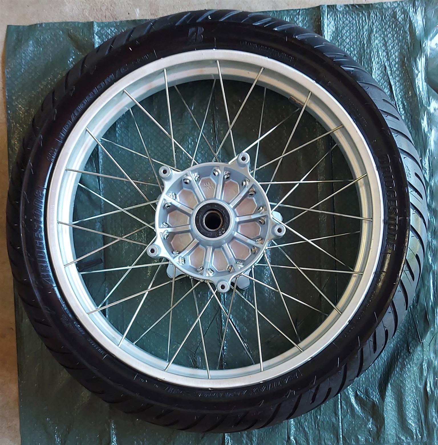 Front and Rear rims & tyres for a BMW R1200GS motorbike – good condition