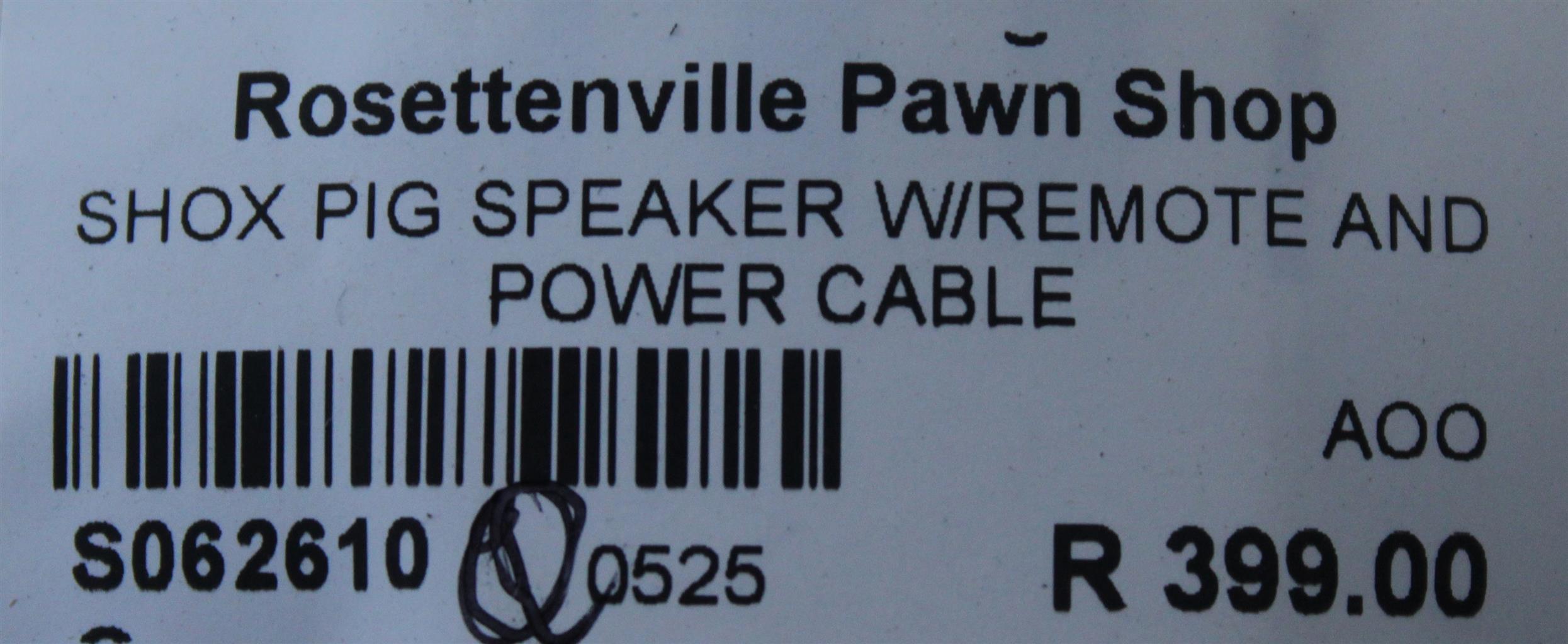 SHOX PIG SPEAKER WITH REMOTE AND POWER CABLE S062610Q