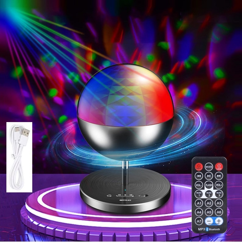 Rechargeable MultiColour LED Wireless Speaker Music Rotating Crystal Magic Ball