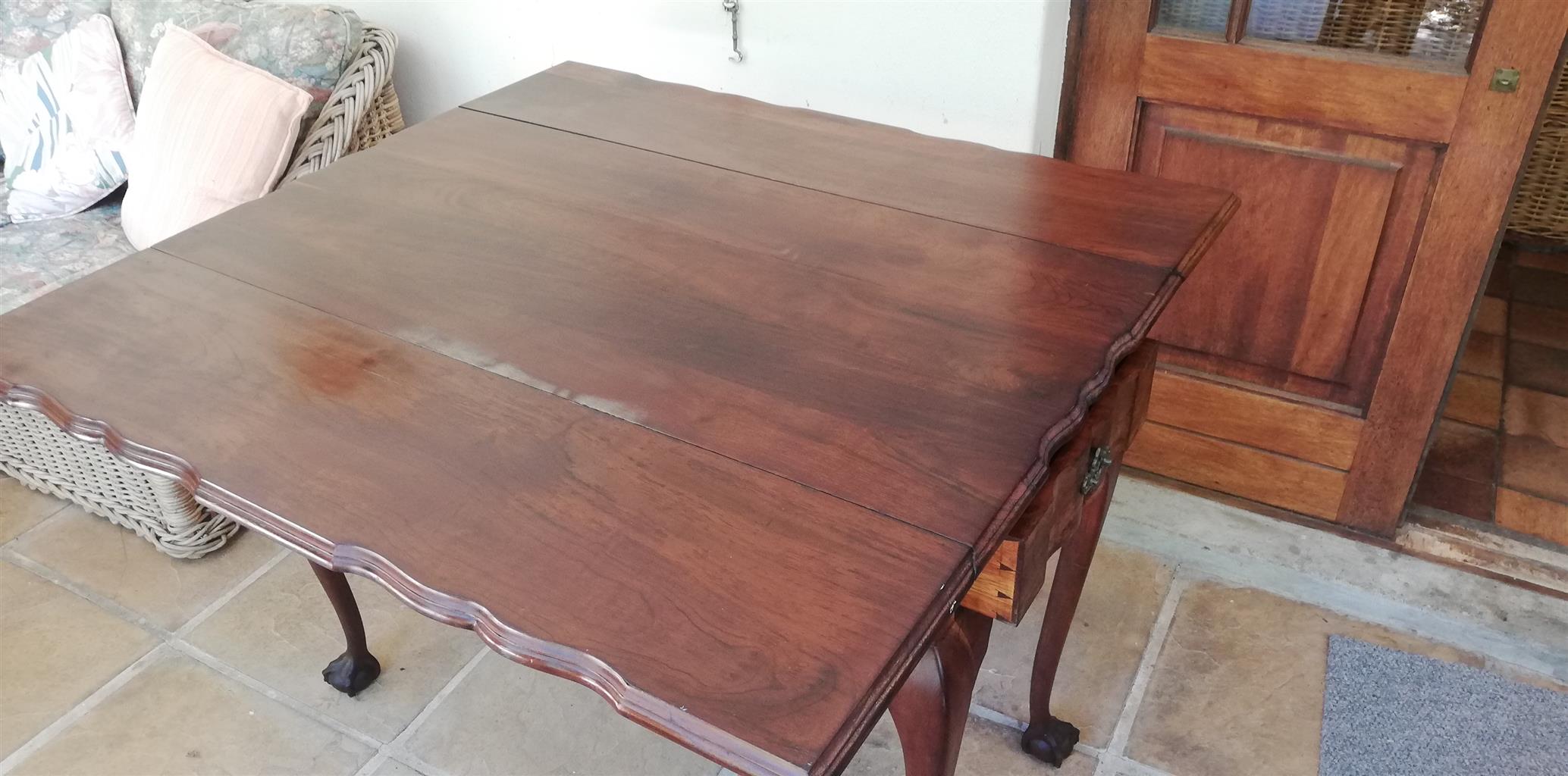 Vintage Stinkwood Ball and Claw drop leaf Occasional Table
