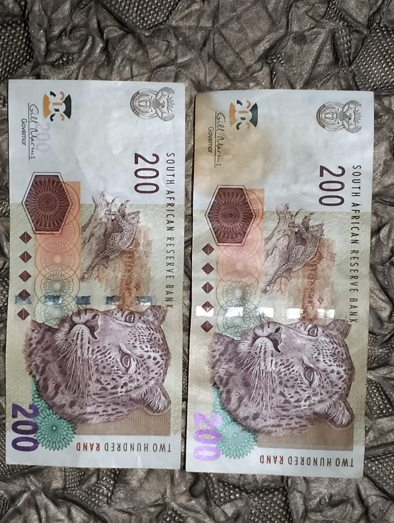 Uncirculated Gill Marcus R200 notes notes Uncirculated Gill Marcus R200 notes notes