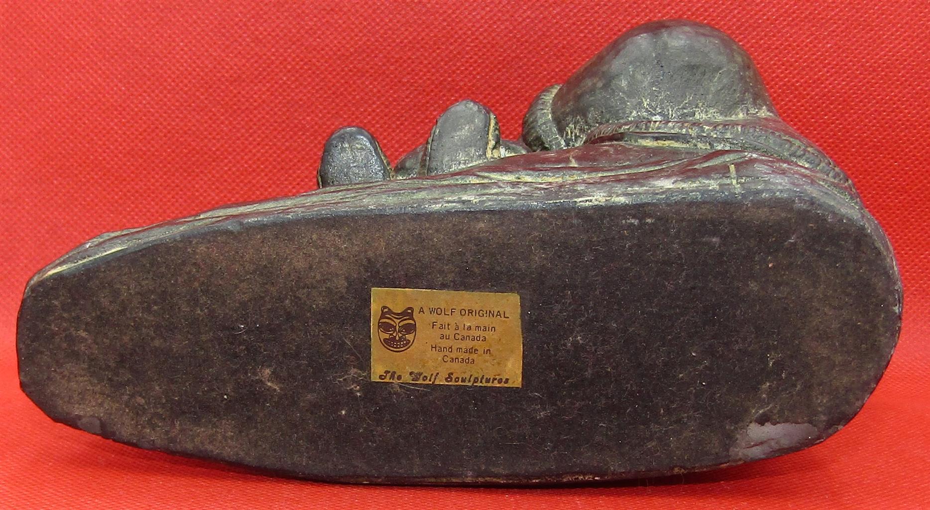 Inuit with Child Soapstone Sculpture - A Wolf Original