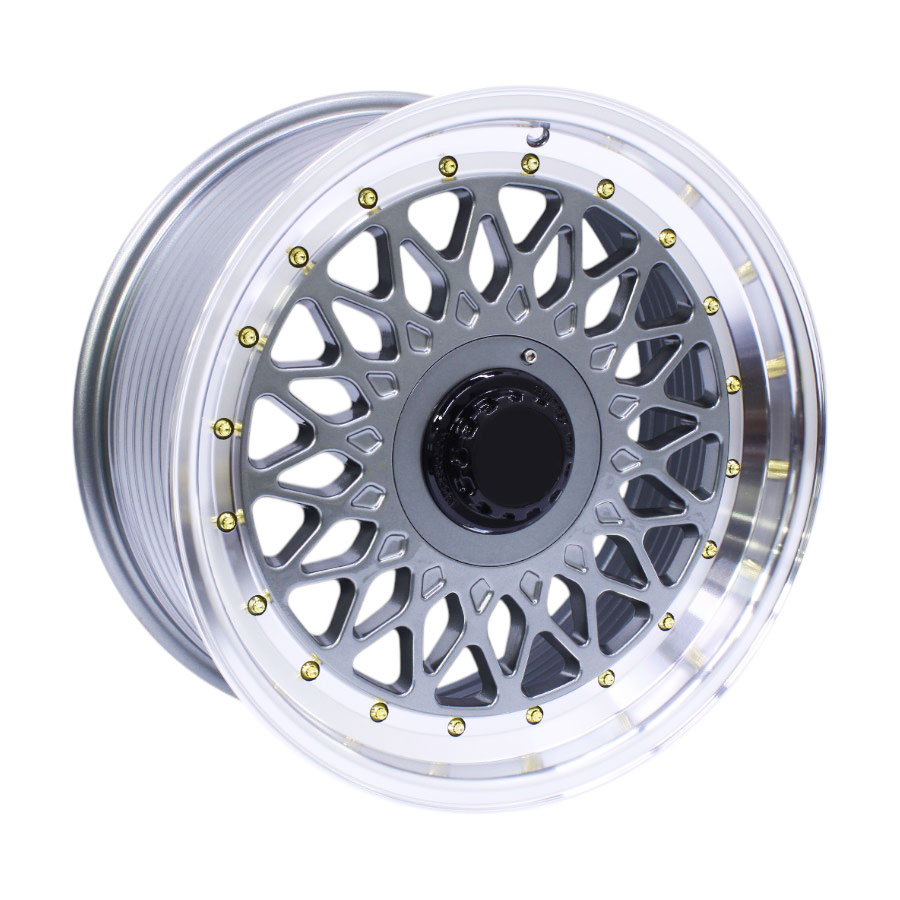 17″ Cayman 4/100 & 4/108 Gunmetal Machine Lip with Gold Rivets Alloy Wheels