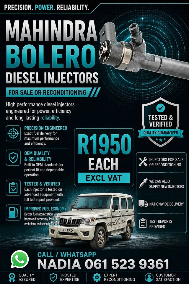 MAHINDRA BOLERO DIESEL INJECTORS FOR SALE OR RECONDITIONING - Private Seller MAHINDRA BOLERO DIESEL INJECTORS FOR SALE OR RECONDITIONING - Private Seller