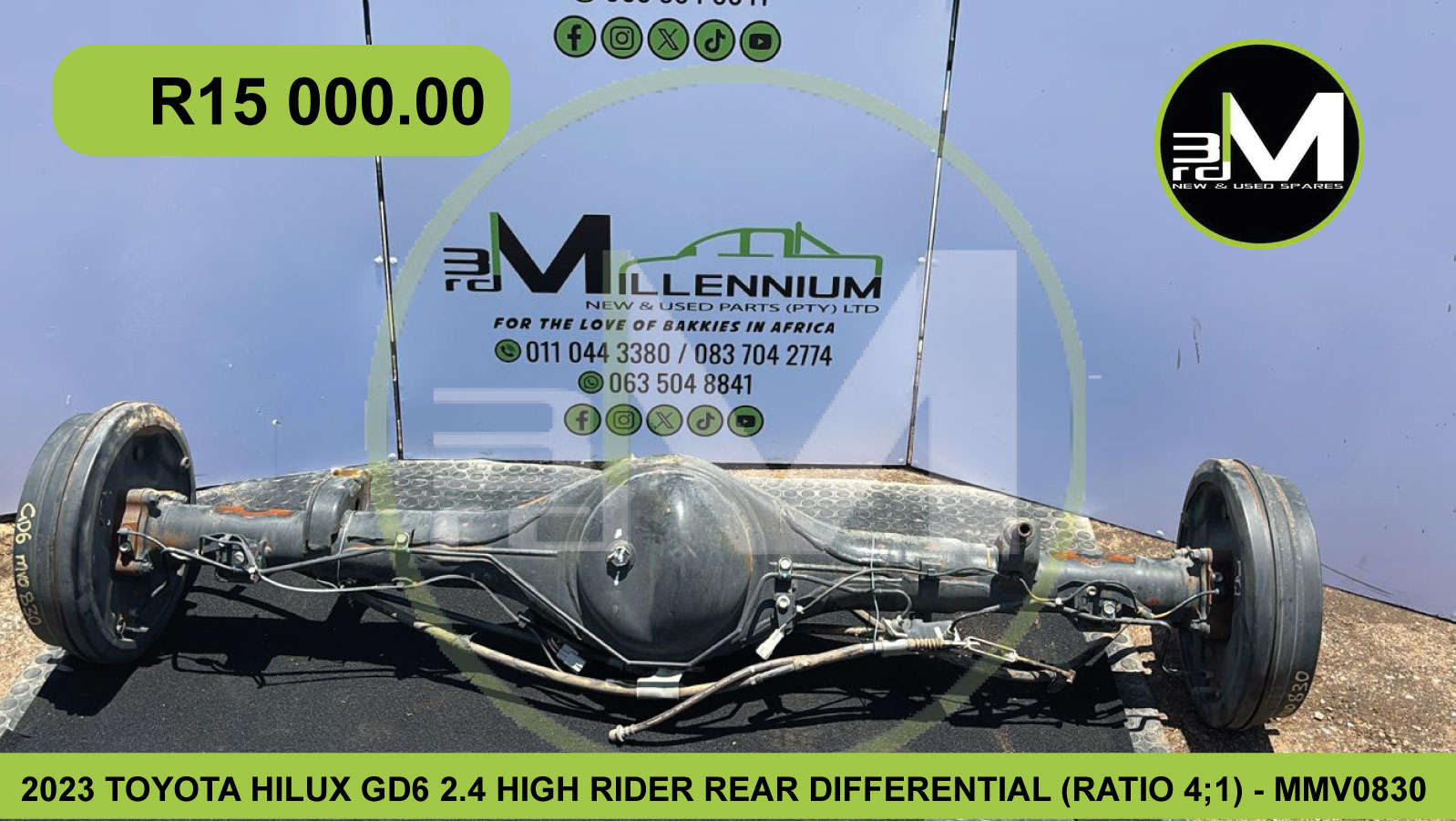 2023 TOYOTA HILUX GD6 2.4 HIGH RIDER REAR DIFFERENTIAL (RATIO 4:1) - MV0830 - Private Seller 2023 TOYOTA HILUX GD6 2.4 HIGH RIDER REAR DIFFERENTIAL (RATIO 4:1) - MV0830 - Private Seller