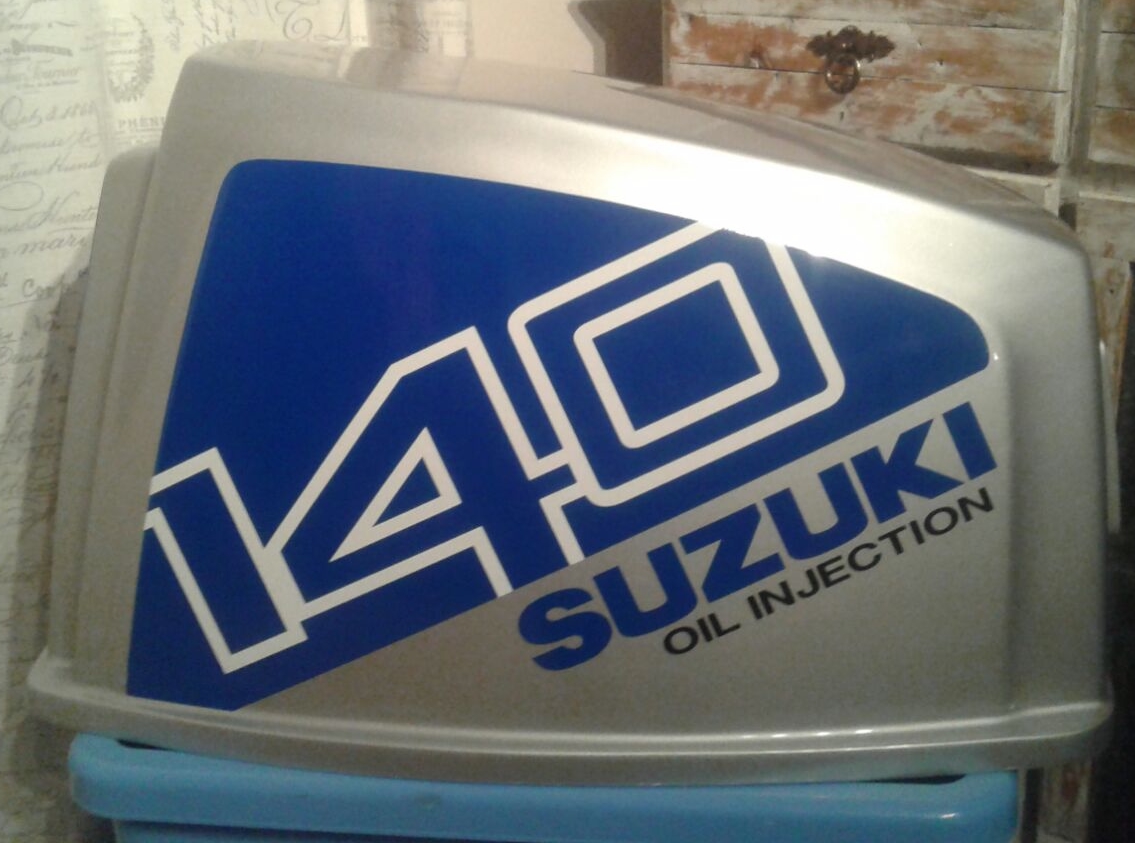 Suzuki DT 40 outboard motor cowl decals stickers vinyl graphics kits