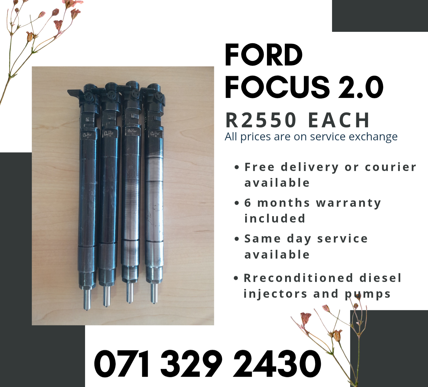 FORD FOCUS 2.0 INJECTORS FOR SALE WITH WARRANTY - Private Seller FORD FOCUS 2.0 INJECTORS FOR SALE WITH WARRANTY - Private Seller