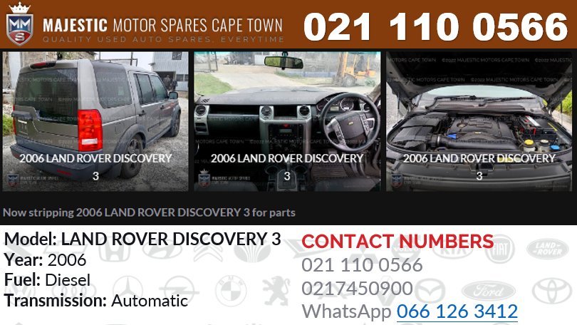 Now stripping 2006 LAND ROVER DISCOVERY 3 for parts - Private Seller Now stripping 2006 LAND ROVER DISCOVERY 3 for parts - Private Seller