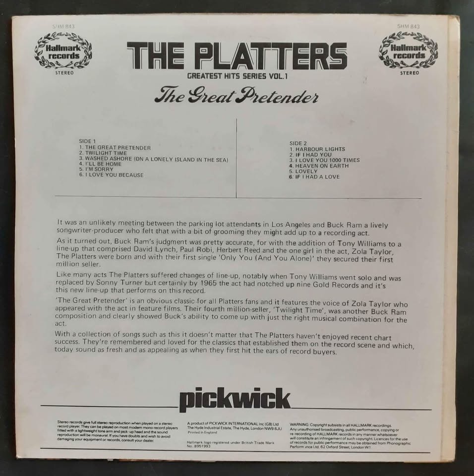 The Platters - The Great Pretenders LP Record