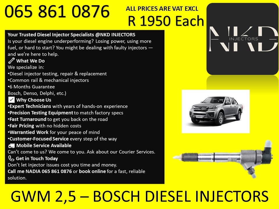 GWM 2.5 BOSCH DIESEL INJECTORS FOR SALE OR RECON - Private Seller GWM 2.5 BOSCH DIESEL INJECTORS FOR SALE OR RECON - Private Seller