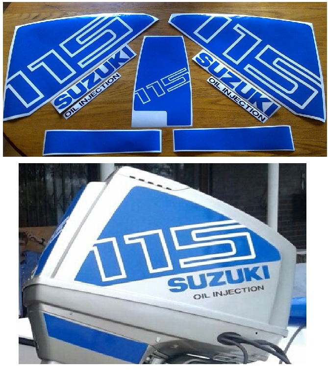 Suzuki DT 115 outboard motor cowl decals stickers vinyl graphics kits Suzuki DT 115 outboard motor cowl decals stickers vinyl graphics kits