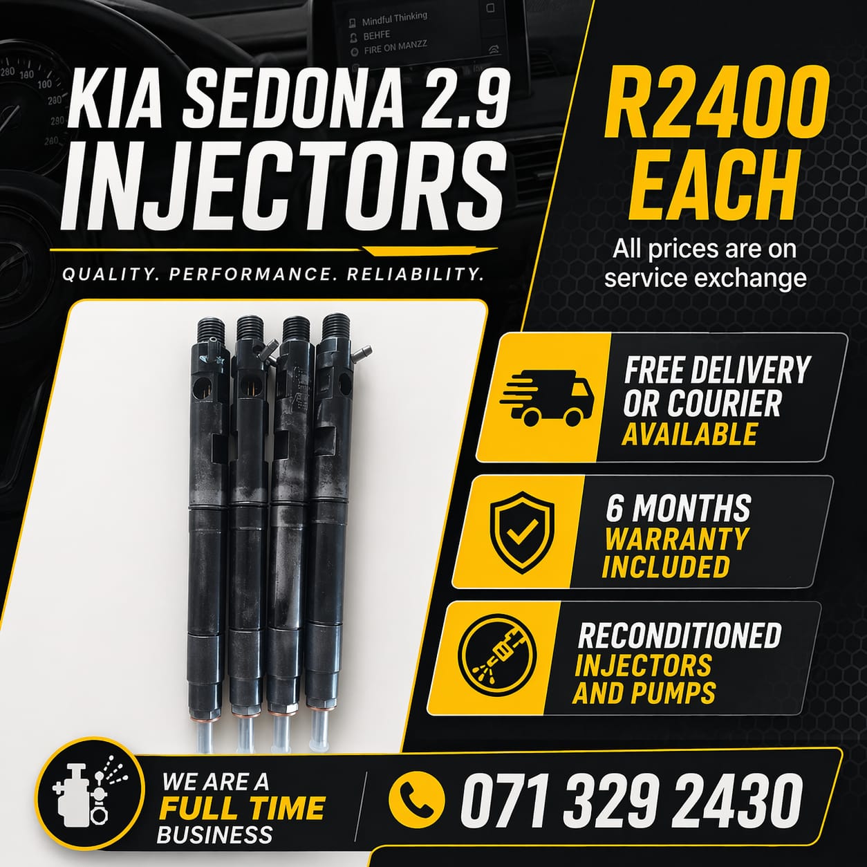 KIA SEDONA 2.9 INJECTORS FOR SALE WITH WARRANTY - Private Seller KIA SEDONA 2.9 INJECTORS FOR SALE WITH WARRANTY - Private Seller