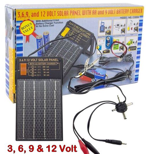 4 IN 1 Super Charge Solar Panel - Adjustable to 3, 6, 9 and 12 volt 