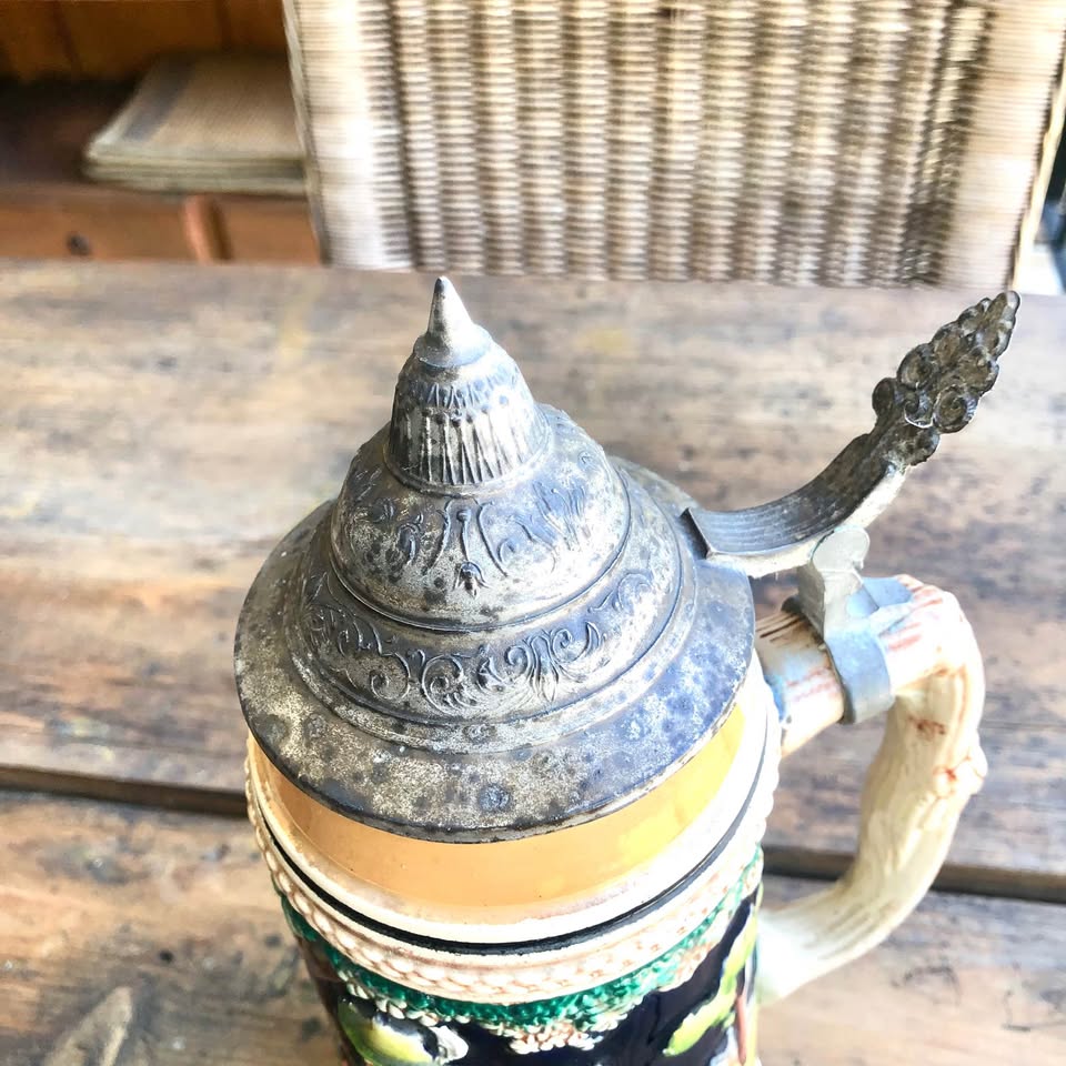 Vintage Antwerpen Porcelain Lidded Beer Stein