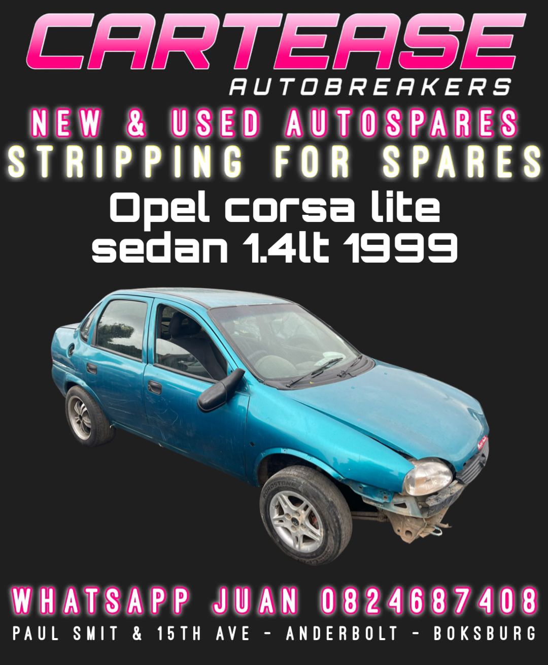OPEL CORSA LTE SEDAN 1.4LT 1999 STRIPPING FOR SPARES - Private Seller