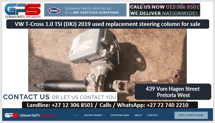 VW T-Cross 1.0 TSI (DKJ) 2019 used replacement steering column for sale - Private Seller VW T-Cross 1.0 TSI (DKJ) 2019 used replacement steering column for sale - Private Seller