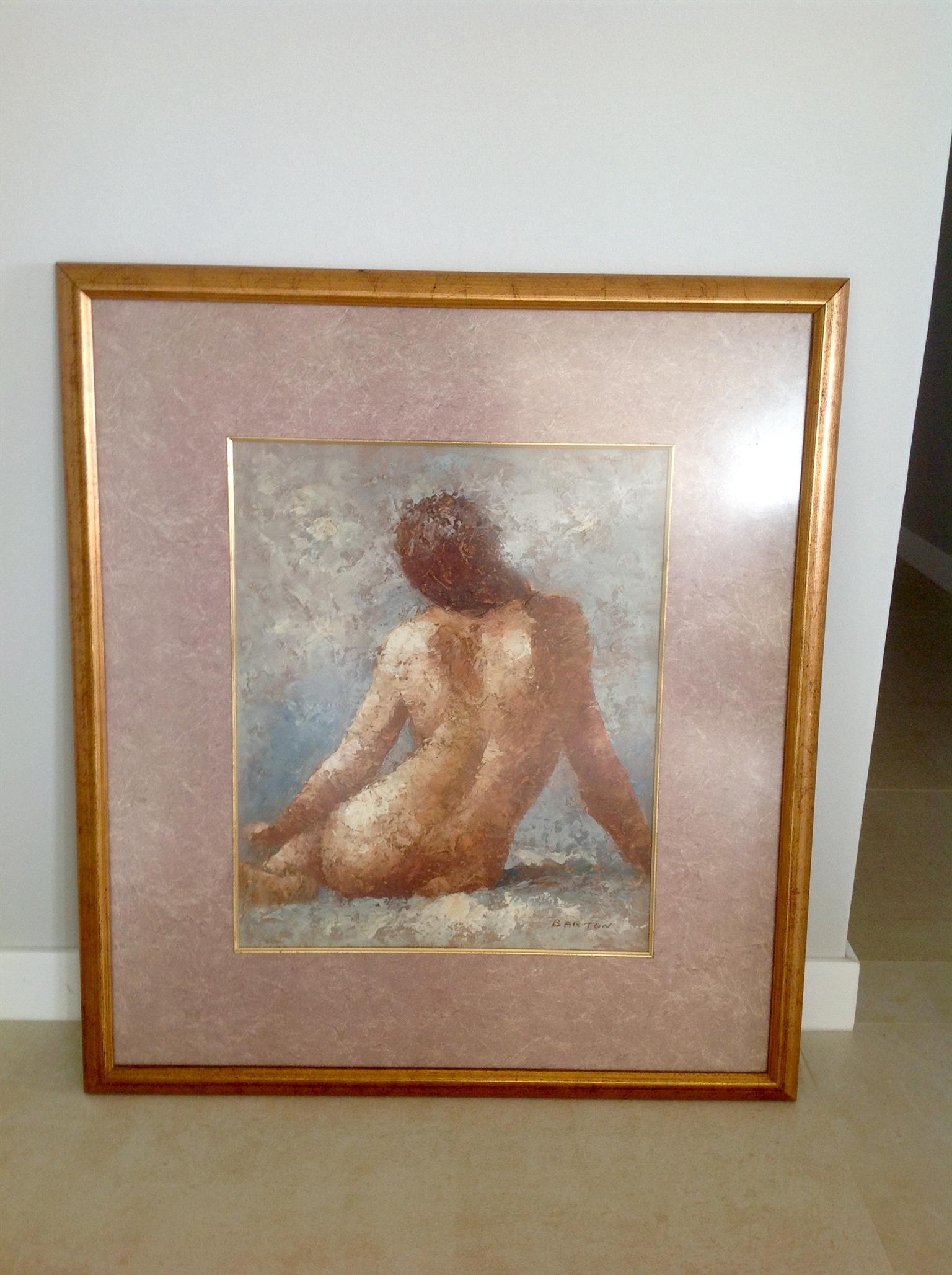 Wall art, nude with old gold frame 