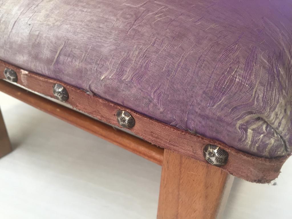 Mahogany footstool with satin top by Chris Craft