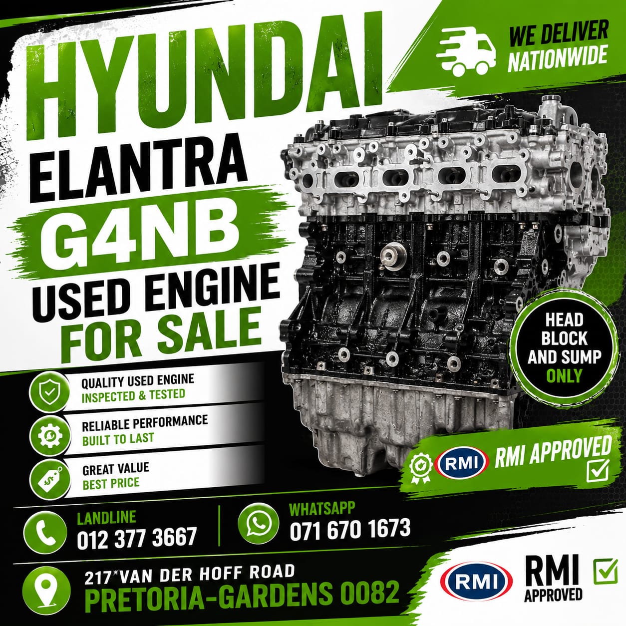 HYUNDAI ELANTRA G4NB ENGINE – USED - Private Seller HYUNDAI ELANTRA G4NB ENGINE – USED - Private Seller