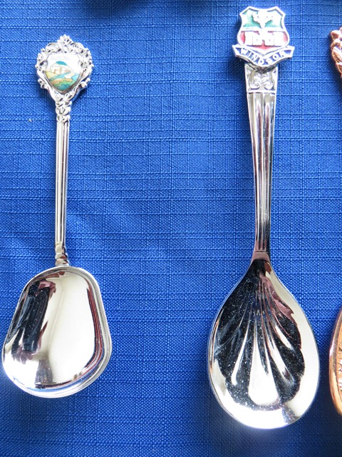 Collectible teaspoons with place names
