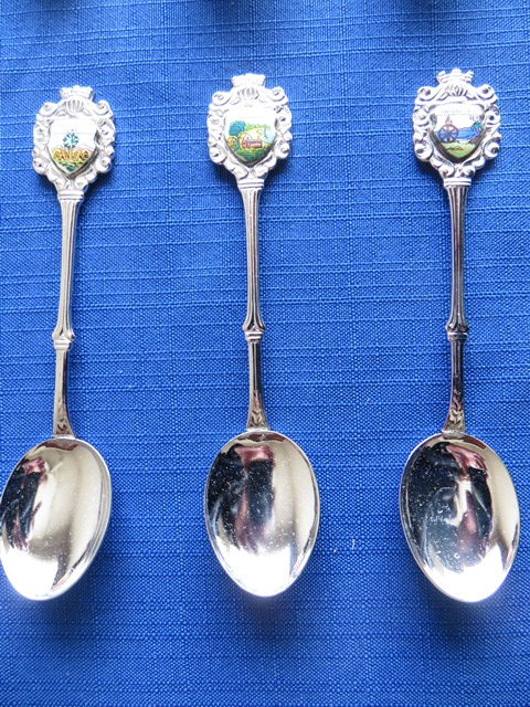 Collectible teaspoons with place names