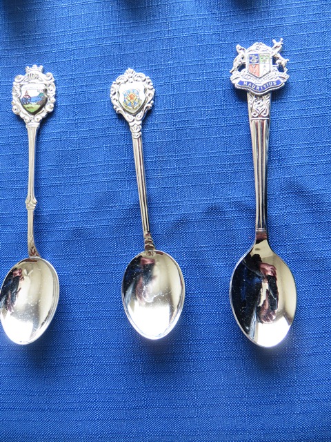Collectible teaspoons with place names