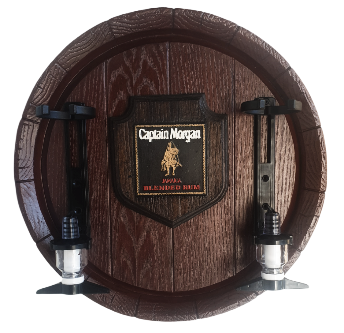 Captain Morgan Rum Liquor Dispensers: Large Barrel End with 2 Optics. NEW Items.