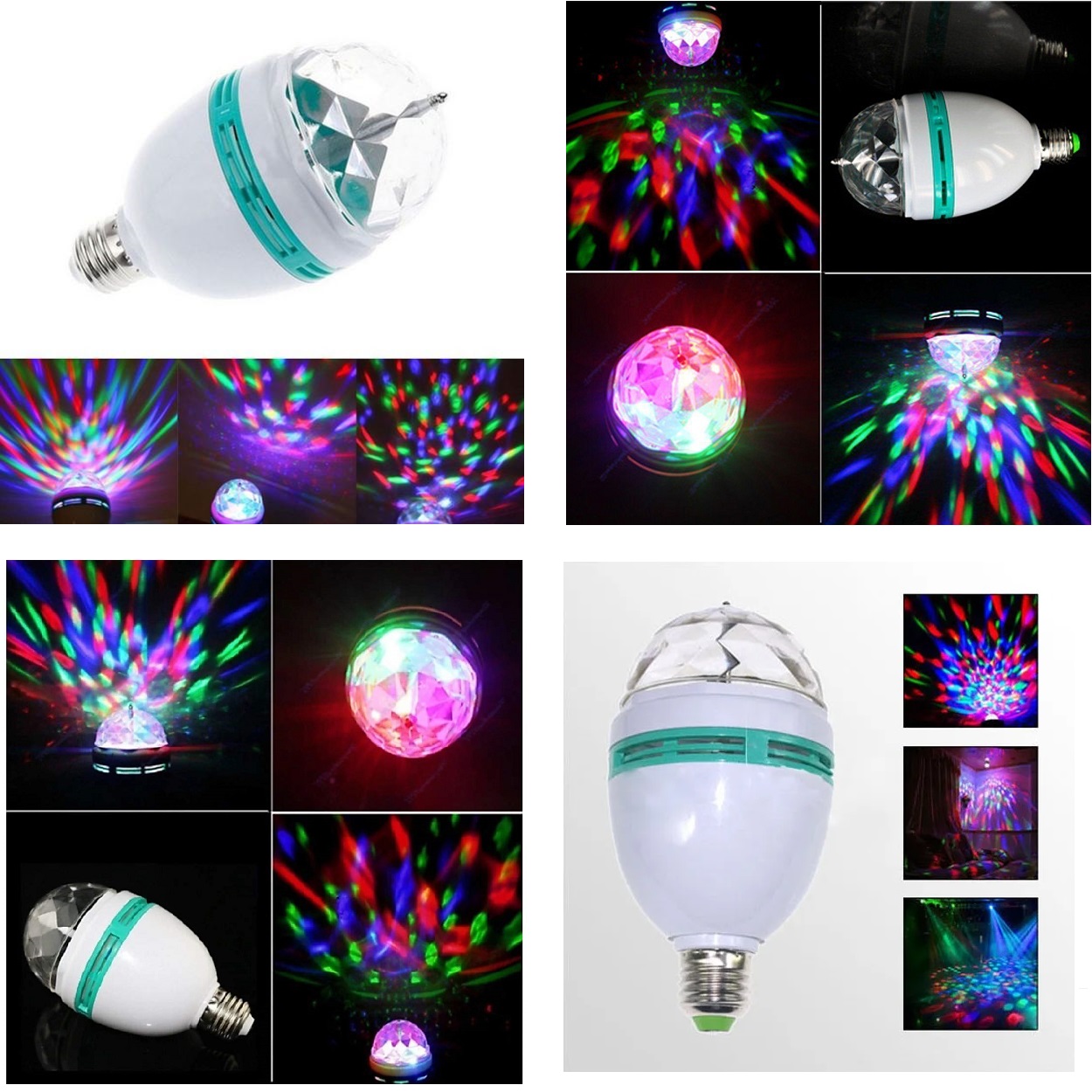Auto Rotating DJ Party Disco Stage MultiColour RGB LED E27 Socket Crystal Lamp.