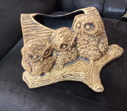 vintage owl family ceramic type vase