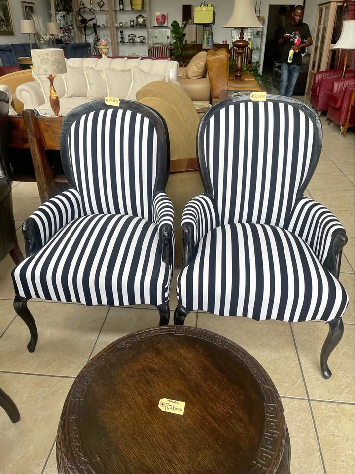 Black & White Stripes Vintage Armchair Black & White Stripes Vintage Armchair