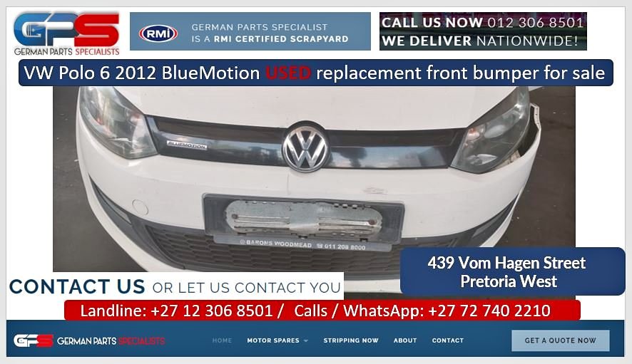 VW Polo 6 2012 BlueMotion used replacement front bumper for sale - Private Seller VW Polo 6 2012 BlueMotion used replacement front bumper for sale - Private Seller