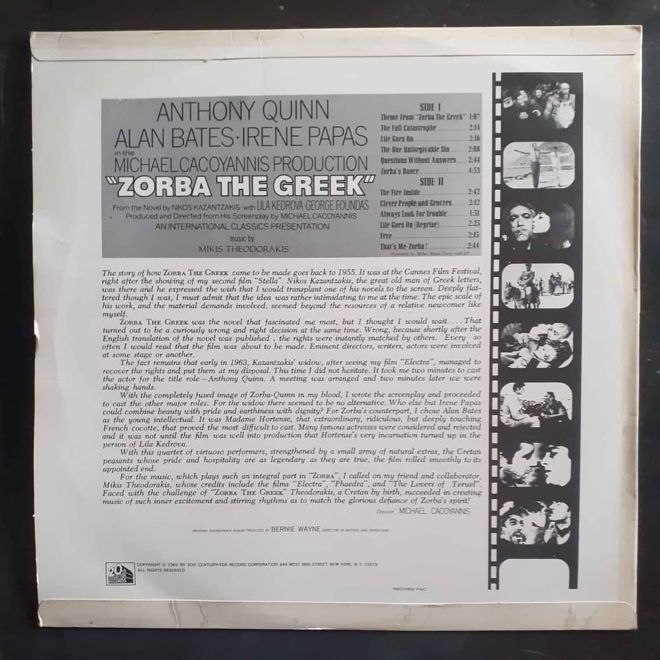 Zorba The Greek (Original Soundtrack) LP Record