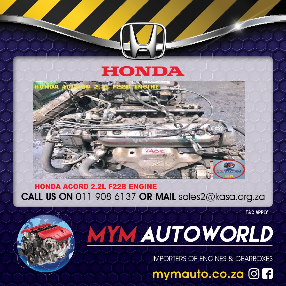 HONDA ACCORD 2.2 F22B ENGINE - Private Seller HONDA ACCORD 2.2 F22B ENGINE - Private Seller