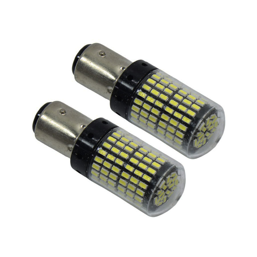Double Contact 144 LED Bulbs – White (pair)