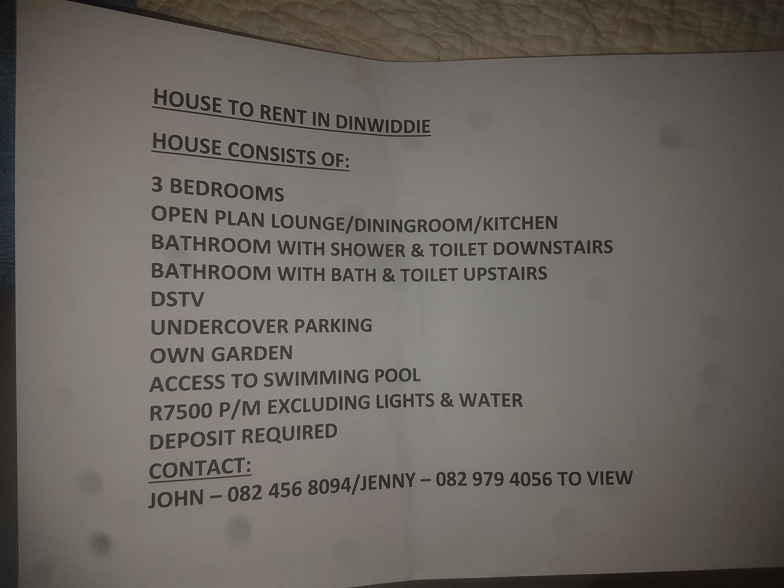 3 bedroom house to rent Junk Mail 3 bedroom house to rent Junk Mail