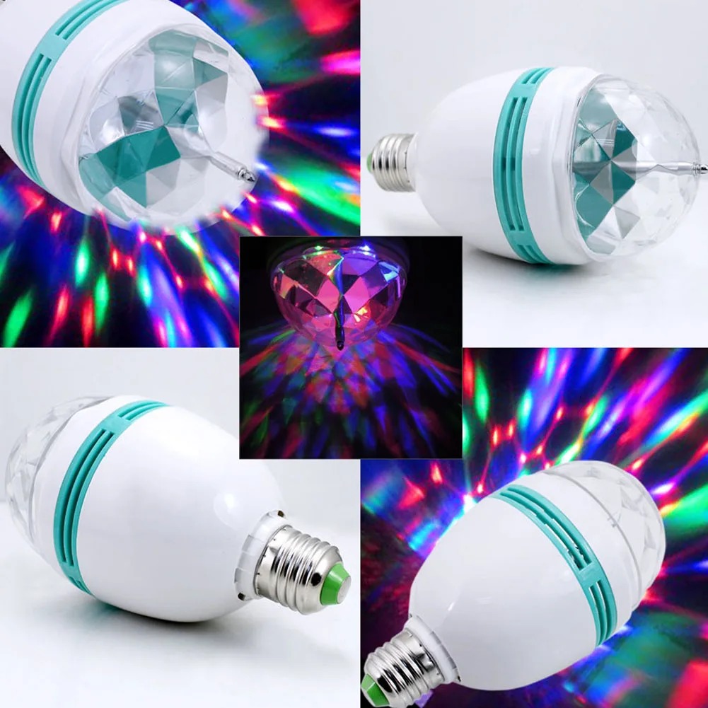 Auto Rotating DJ Party Disco Stage MultiColour RGB LED E27 Socket Crystal Lamp.