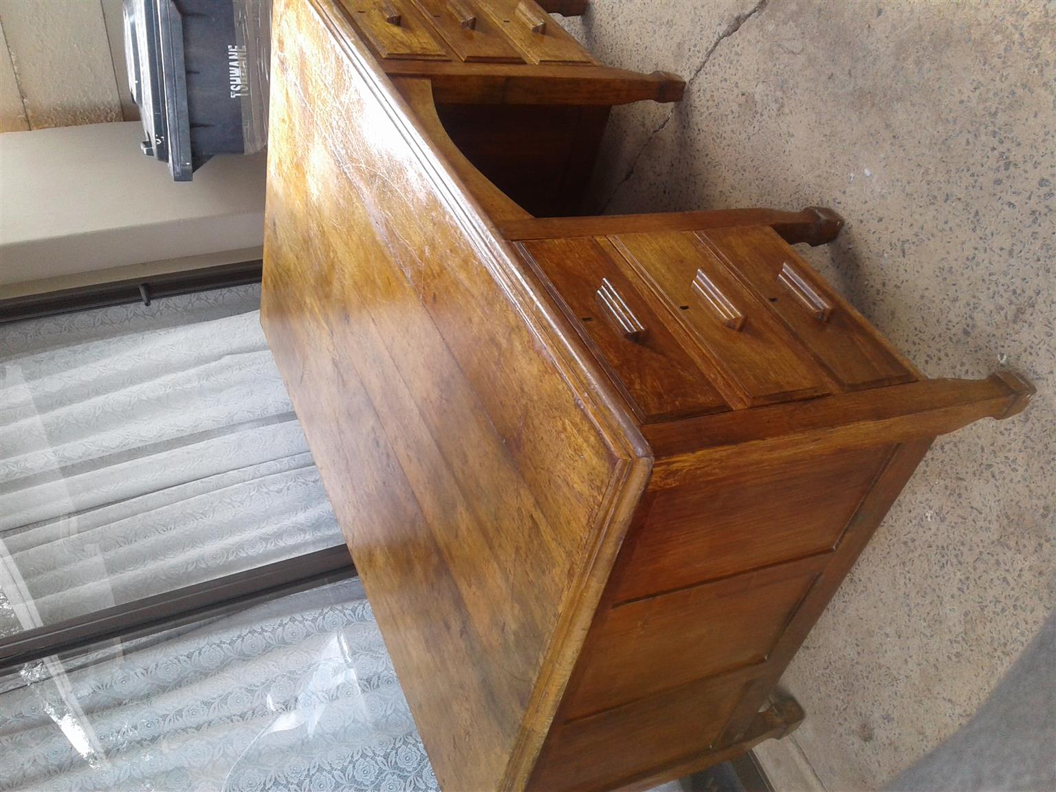 Antique solid teak wood desk.