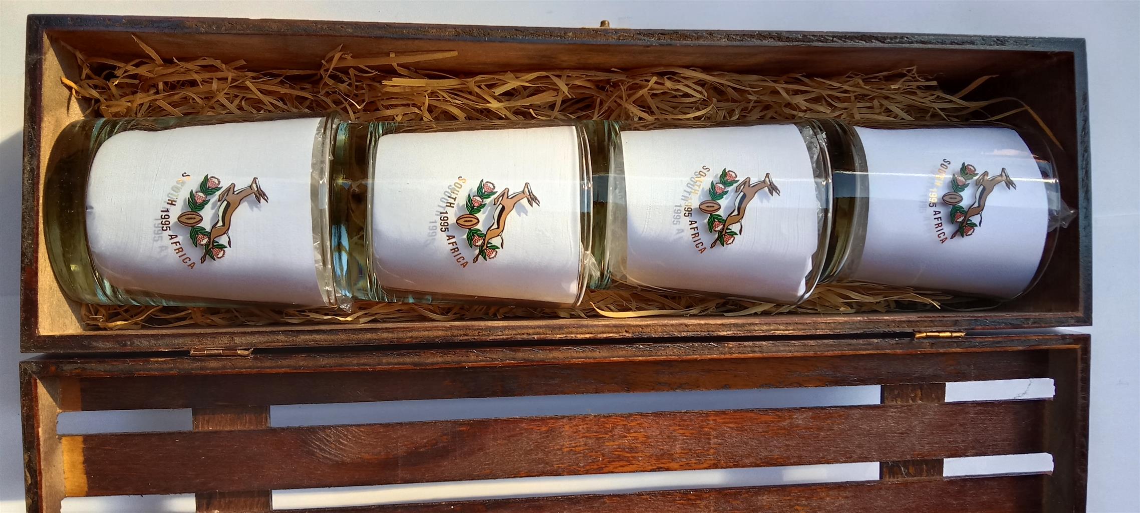 1995 Rugby World Cup Glasses with Braai Apron