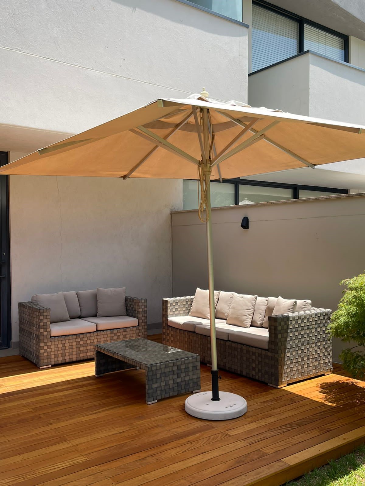 2 seater patio set with umbrella