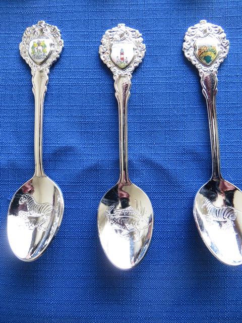 Collectible teaspoons with place names