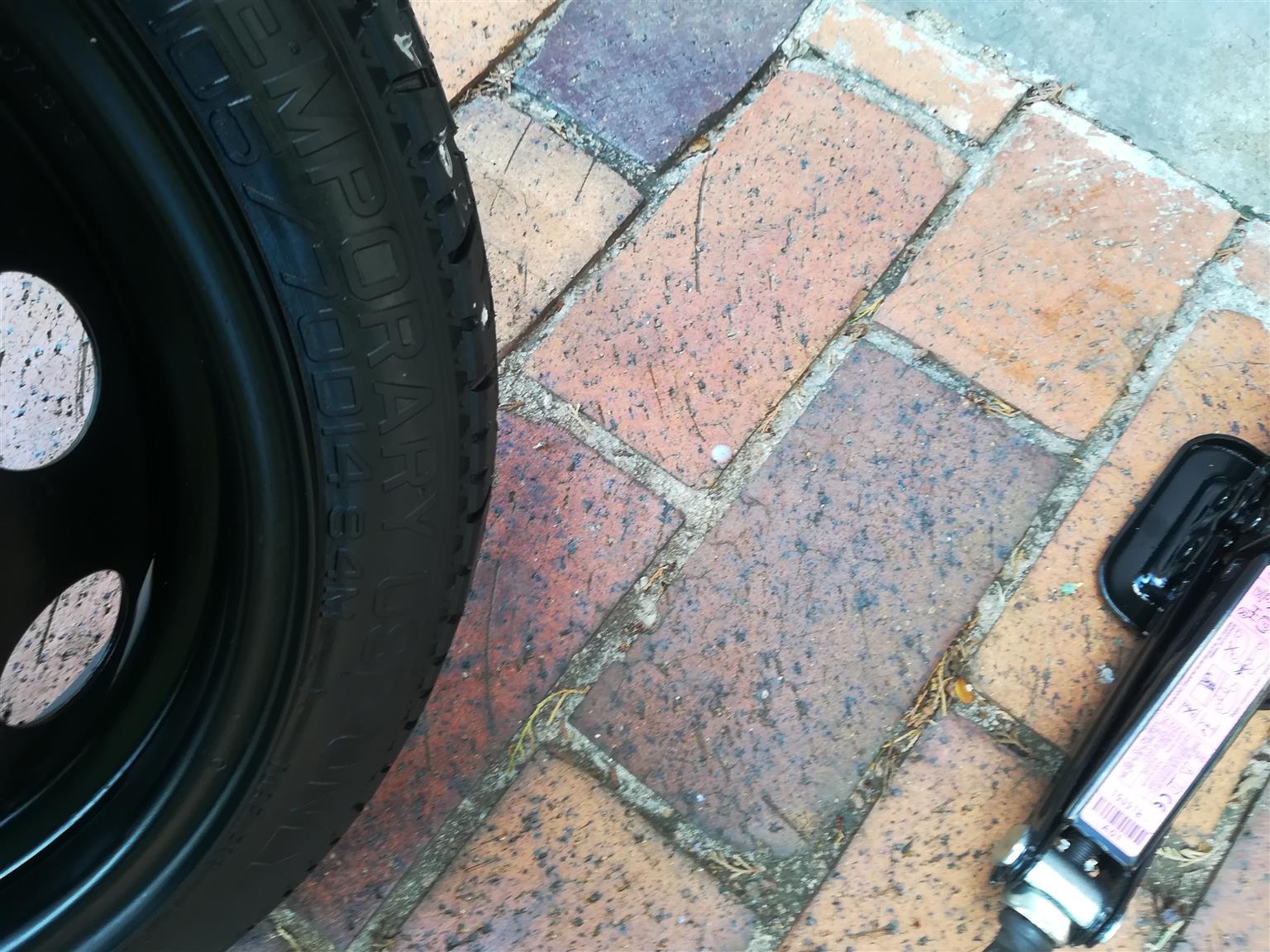 Kia Picanto 14 inch Original Space Saver Biscuit Spare Wheel with Picanto Jack - Private Seller Kia Picanto 14 inch Original Space Saver Biscuit Spare Wheel with Picanto Jack - Private Seller