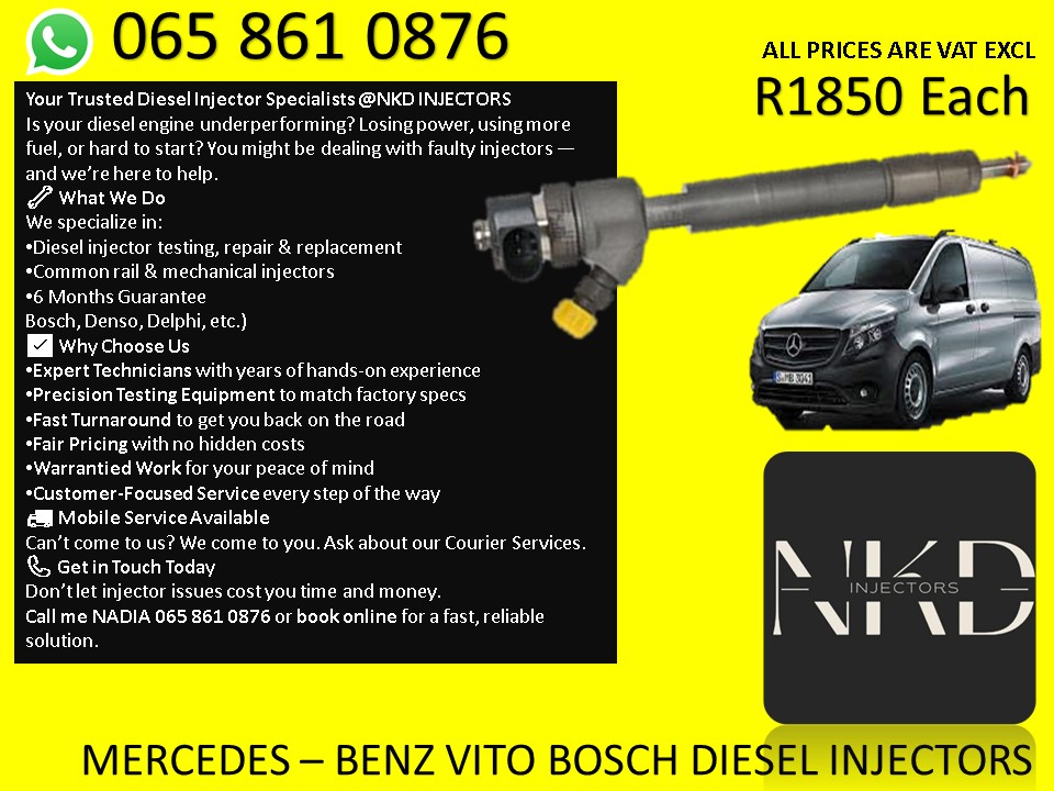 MERCEDES BENZ VITO DIESEL INJECTORS WE SELL ON EXCHANGE OR RECON - Private Seller MERCEDES BENZ VITO DIESEL INJECTORS WE SELL ON EXCHANGE OR RECON - Private Seller
