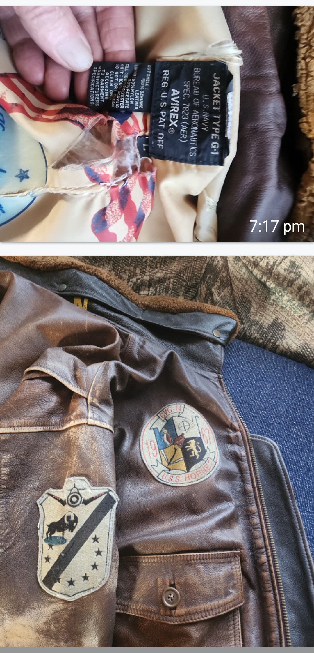 US navy father and son avirex bomber jacket.