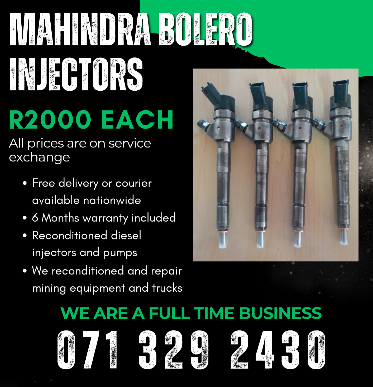 MAHINDRA BOLERO INJECTORS FOR SALE WITH WARRANTY - Private Seller MAHINDRA BOLERO INJECTORS FOR SALE WITH WARRANTY - Private Seller