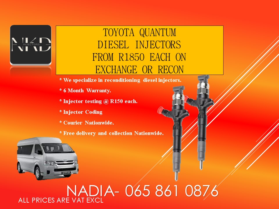 Toyota Quantum D4D diesel injectors for sale on exchange or recon - Private Seller Toyota Quantum D4D diesel injectors for sale on exchange or recon - Private Seller