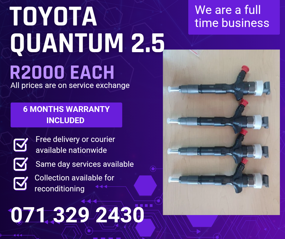 TOYOTA QUANTUM 2.5 INJECTORS FOR SALE WITH WARRANTY - Private Seller TOYOTA QUANTUM 2.5 INJECTORS FOR SALE WITH WARRANTY - Private Seller