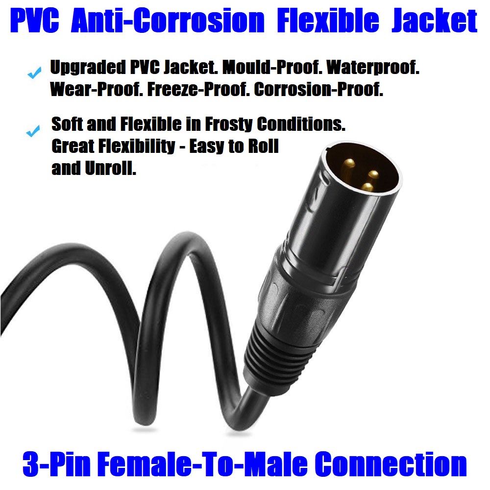 DMX512 Cable 3Pin 10m XLR Male to Female for Audio, Sound, Visual Equipment. NEW