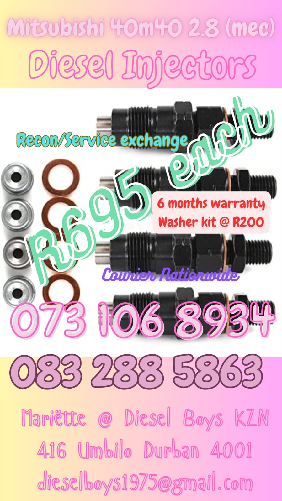 Mitsubishi 40m40 2.8 (mec) Diesel Injectors - Private Seller Mitsubishi 40m40 2.8 (mec) Diesel Injectors - Private Seller