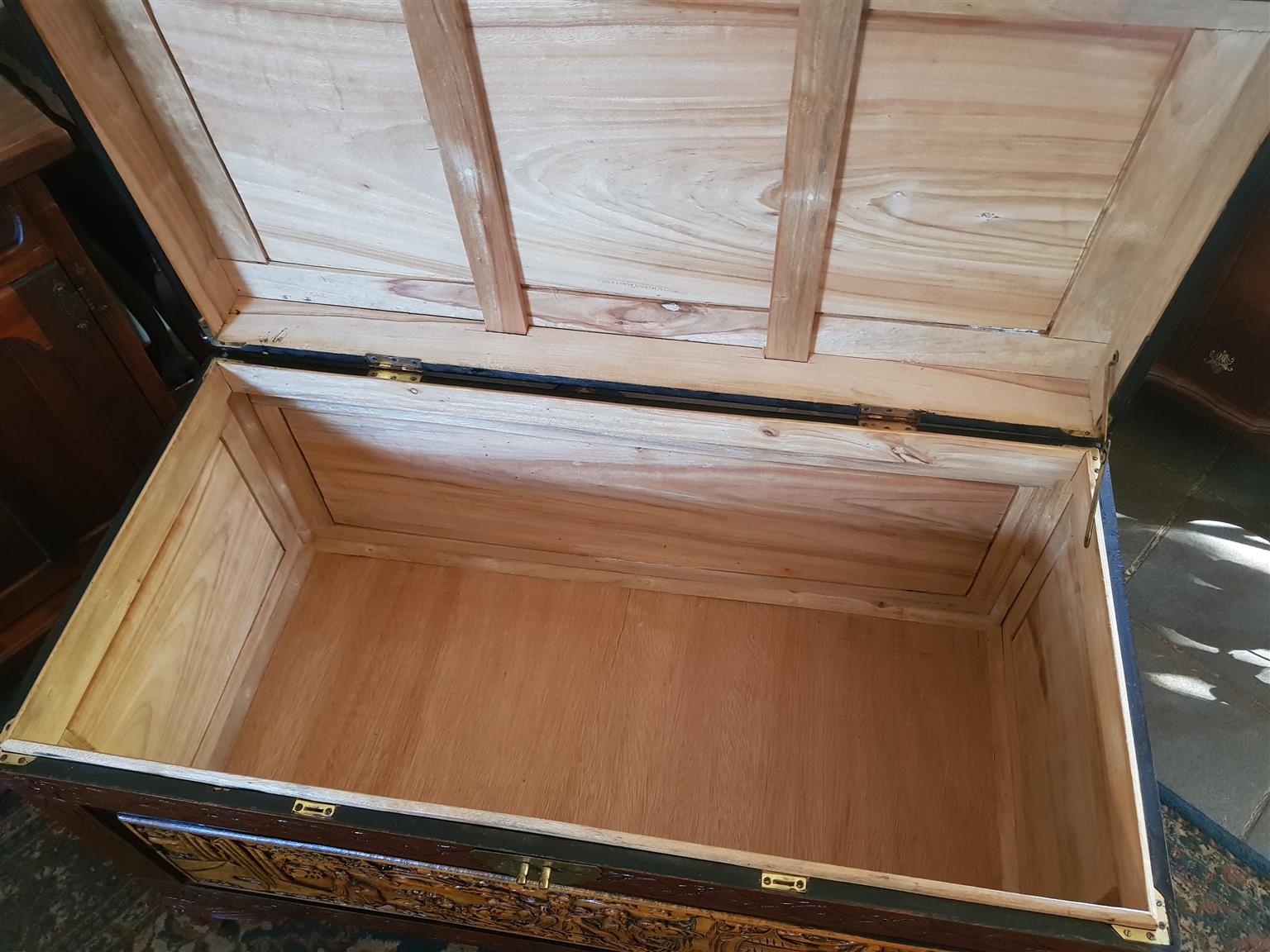 19th Century Carved Chinoiserie Camphor Chest